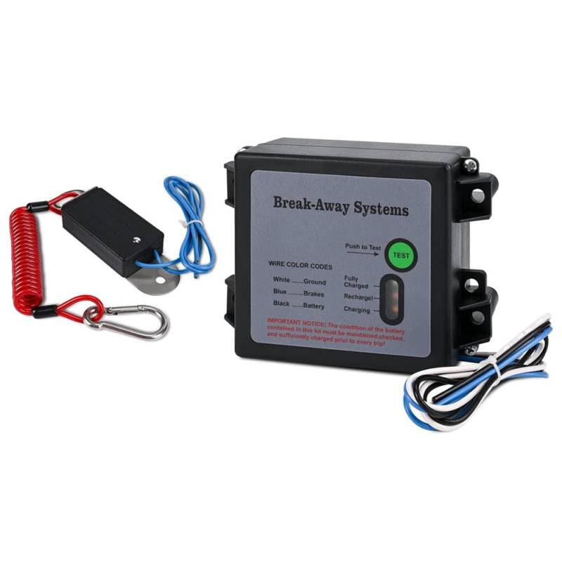 Ycagrain Anhängerbremsen Breakaway Kit mit Schalter LED Testlicht Elektrisches Abreißsystem Anhänger Abreißset von Ycagrain