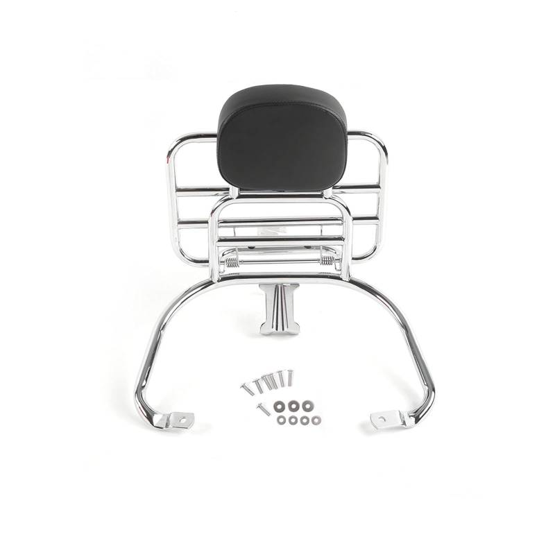 0 Ersatz für Vespa Sprint Primavera 50 125 150 250 300 GTS Silberner Gepäckträger mit Rückenlehnenpolster passend Vespa Primavera gepäckträger von Yctze