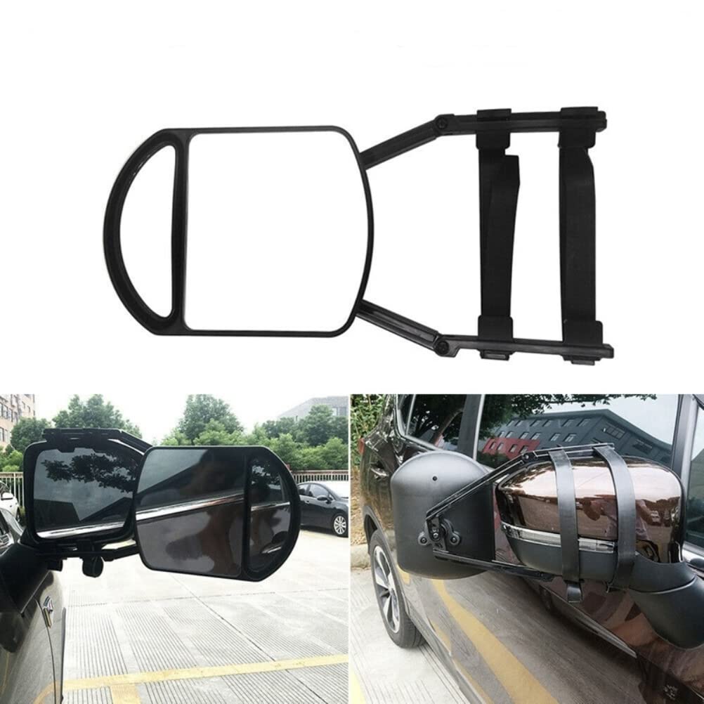 2PCS-Schleppspiegel für LKWs und Wohnmobile, Clamp/Holder-On-Rückspiegel mit 2-in-Design für Enhanced (BLACK) von Yctze