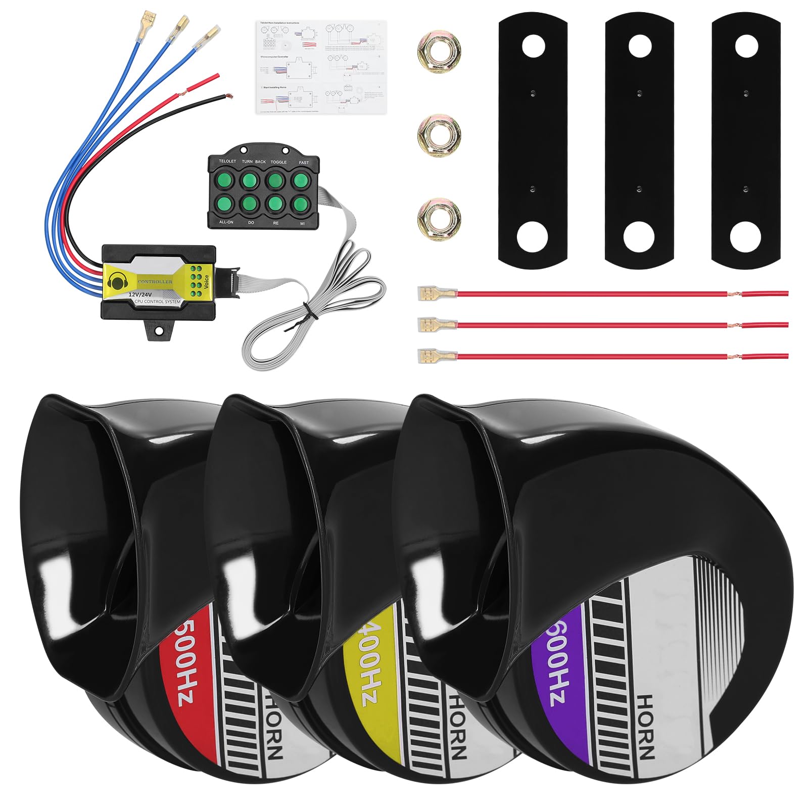 3 -teiliges Horn -Set Hoher Mittelgroßer Low -Pitch 8 -Sound -Controller 12 24 -V -Auto -LKW -Traktor -Baufahrzeug mit Anpassbaren Tönen für eine Verbesserte Sicherheit 3 -teiliges Horn -Set Hoher Mittelgroßer Low -Pitch 8 -Sound -Controller 12 24 -V -Auto -LKW -Traktor -Baufahrzeug mit Anpassbaren Tönen für eine Verbesserte Sicherheit von Yctze