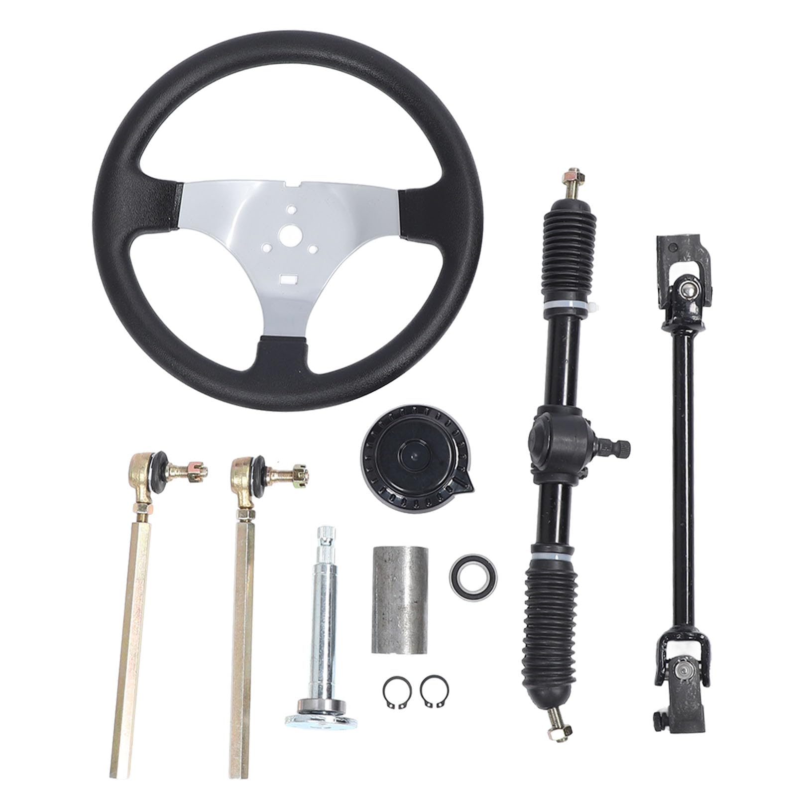 Yctze 300 Mm Lenkrad-Set, Metall-Lenkrad-Montageset, Stahl, Gute Einstellbarkeit für Go-Kart-Wagen UTV 110 Cc, 125 Cc, 140 Cc, 150 Cc von Yctze
