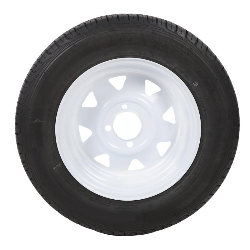 Anhängerrad 13 -Zoll -Anhängerreifen 165/70R13 4 Loch 100 -mm -Lochabstand Multifunktionales Gummi -Bootsrad -Montage mit 1047,40 Lbs Ladungskapazität für Ladung und von Yctze