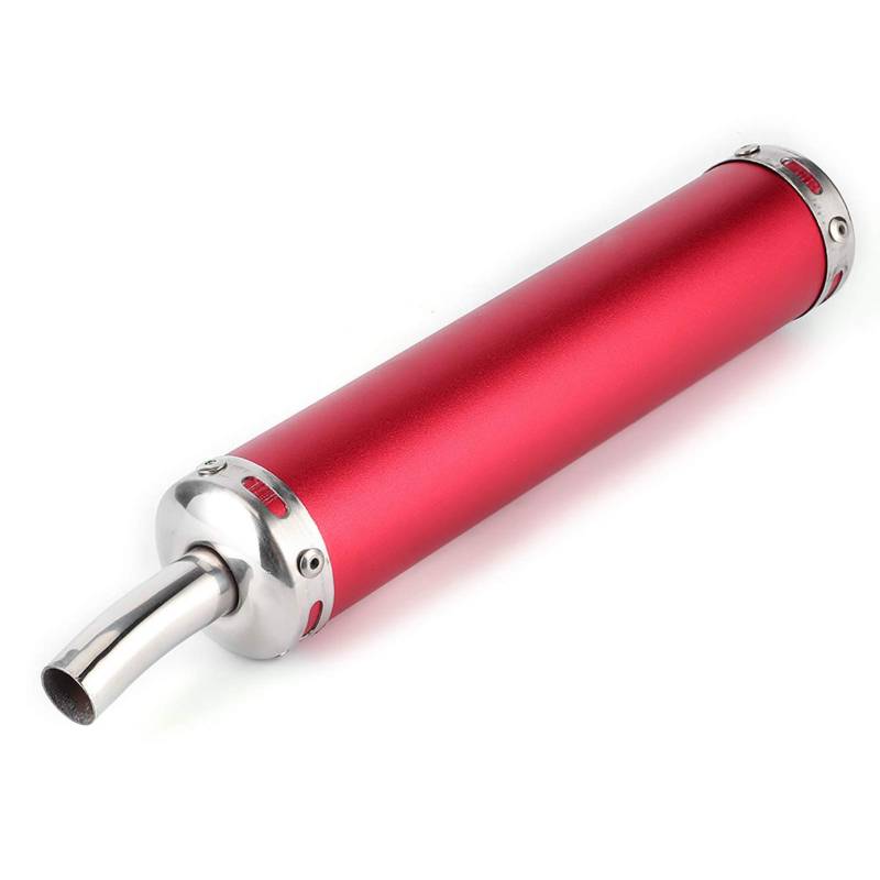 Auspuff, Yctze Edelstahl Auspuff Schalldämpfer 20mm/0.8in Modifizierte Teile für 2-Takt Motorrad Schwarz(rot) für auspuff schalldämpfer rohr für motorräder motorrad auspuff roller auspuff 2takt auspuf von Yctze