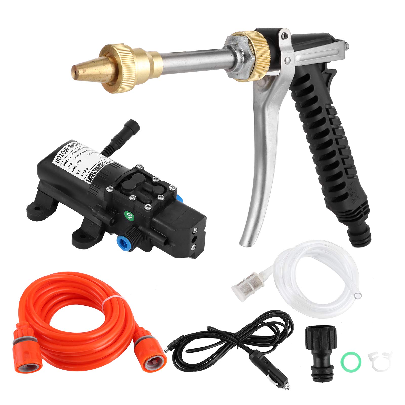 Auto-Wasserpistolen, Yctze 12V Tragbarer 130PSI Hochdruckreiniger Wasserpumpe Schlauch Kit 80W Auto Leistungsstarker Waschreiniger Auto-Wasserpistolen, Yctze 12V Tragbarer 130PSI Hochdruckreiniger Wasserpumpe Schlauch Kit 80W Auto Leistungsstarker Waschreiniger von Yctze