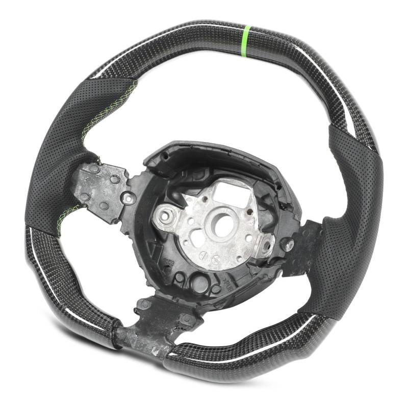 Custom Carbon Faserlenkrad mit Perforiertem Leder und Grüner Nähen für Aventador 2011-2022 von Yctze