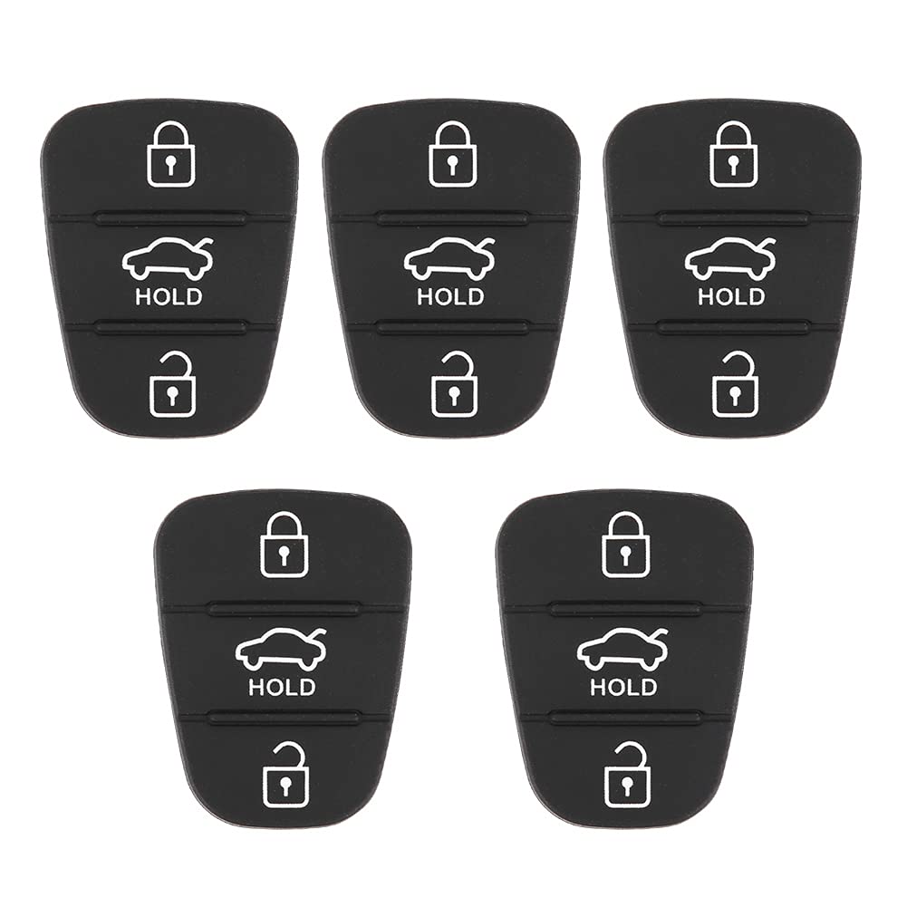 für Hyundai I20 Schlüsselanhänger, für Kia Ceed Ersatz-Tastenfeld 5 Stück Ersatz-Schlüsselgehäuse Gummi 3-Tasten-Pad Passend für Hyundai Passend für Kia (ohne Buchstaben)(Mit Buchstaben) von Yctze