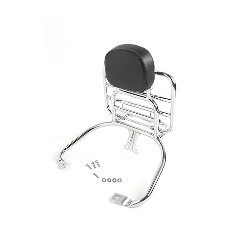 Yctze Heckgepäckträger Silber Stahllegierung Verchromt Heckgepäckträger mit Rückenlehnenpolster Passend für Vespa Sprint Primavera 50 125 150 250 300 GTS von Yctze
