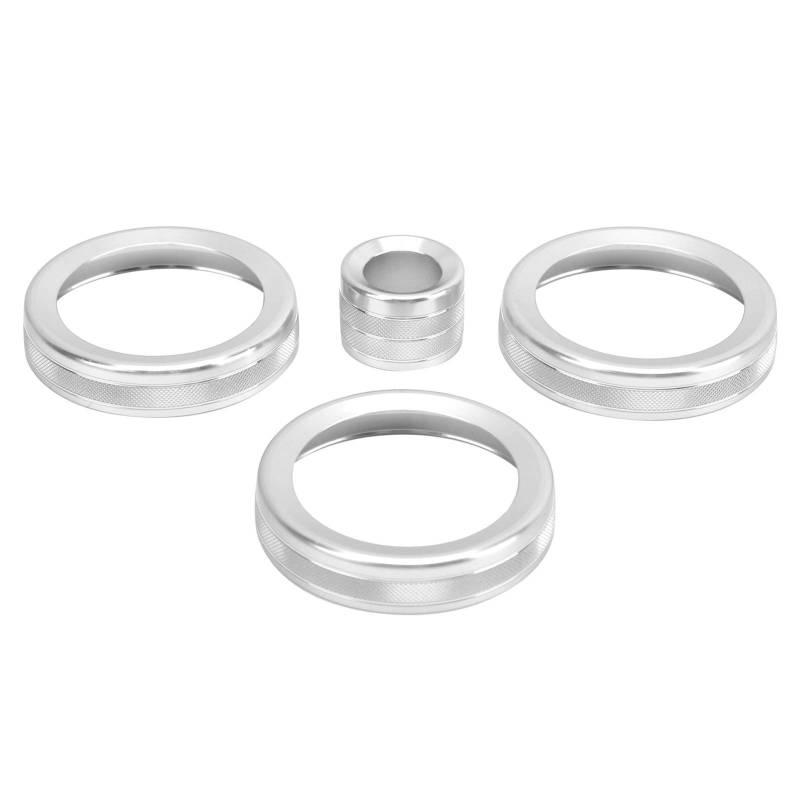 Klimaanlage Knopfverkleidung 4Pcs A/C Auto Ringverkleidung Volumeneinsteller Dekor Innendekoration Ersatz für Evoque 2012-2018(Silber) von Yctze