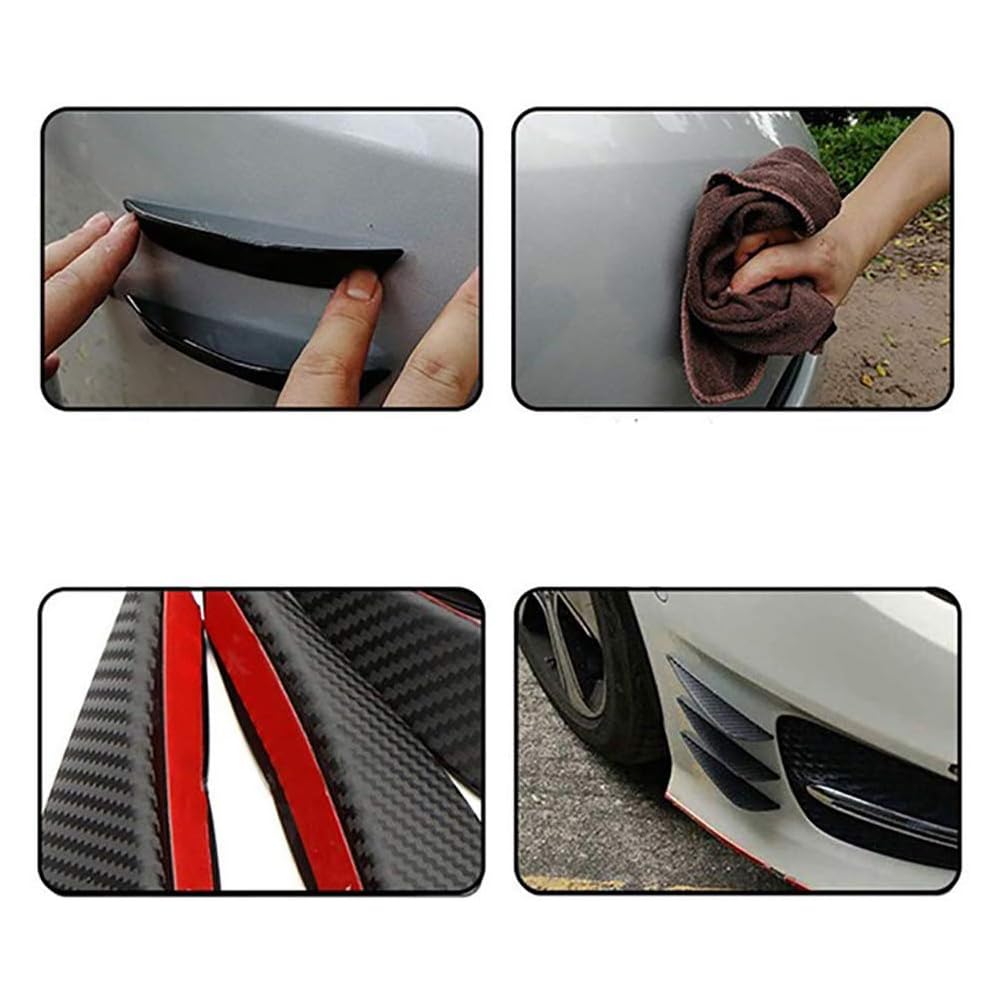 Universal Carbon Fasermuster Front Stoßfänger Lippenflossen Canards Splitter Körperdiffusor, 4pcs Set mit (als Bild) von Yctze
