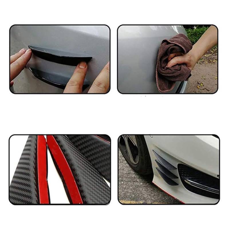 Universal Carbon Fasermuster Front Stoßfänger Lippenflossen Canards Splitter Körperdiffusor, 4pcs Set mit (als Bild) von Yctze