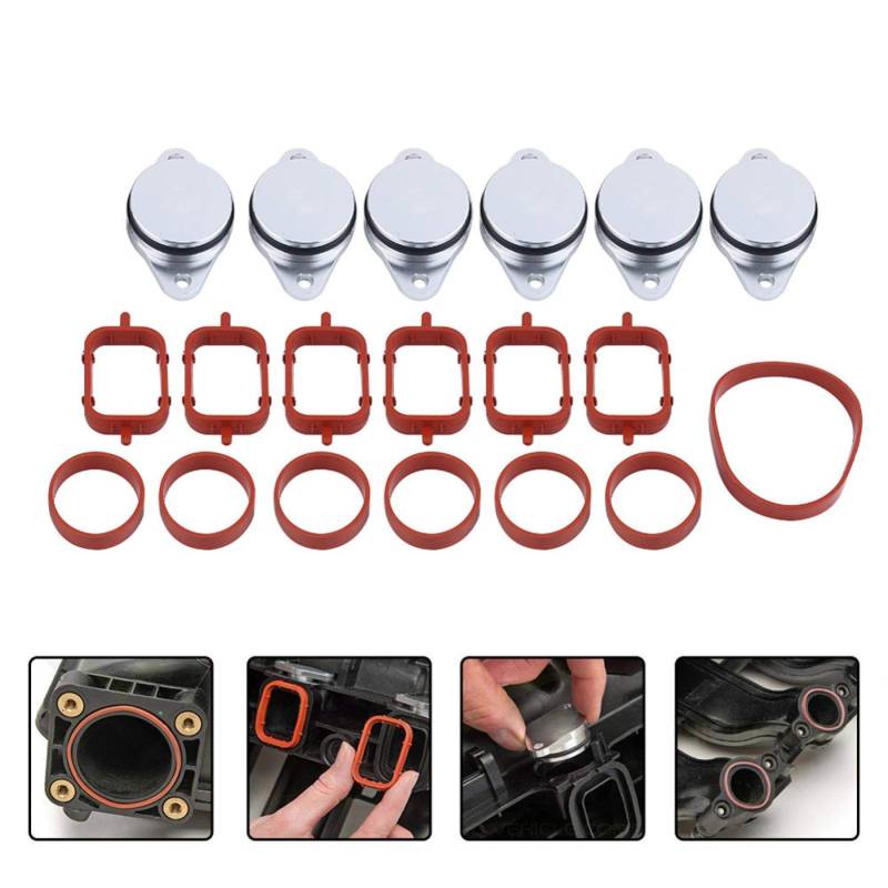 Wirbelklappe, 6x 33 mm Wirbelklappenrohlinge Bungs-Ansaugdichtungen Kit Auto-Ansaugkrümmer Ersatz für 320d 330d 520d 525d 530d 730d von Yctze