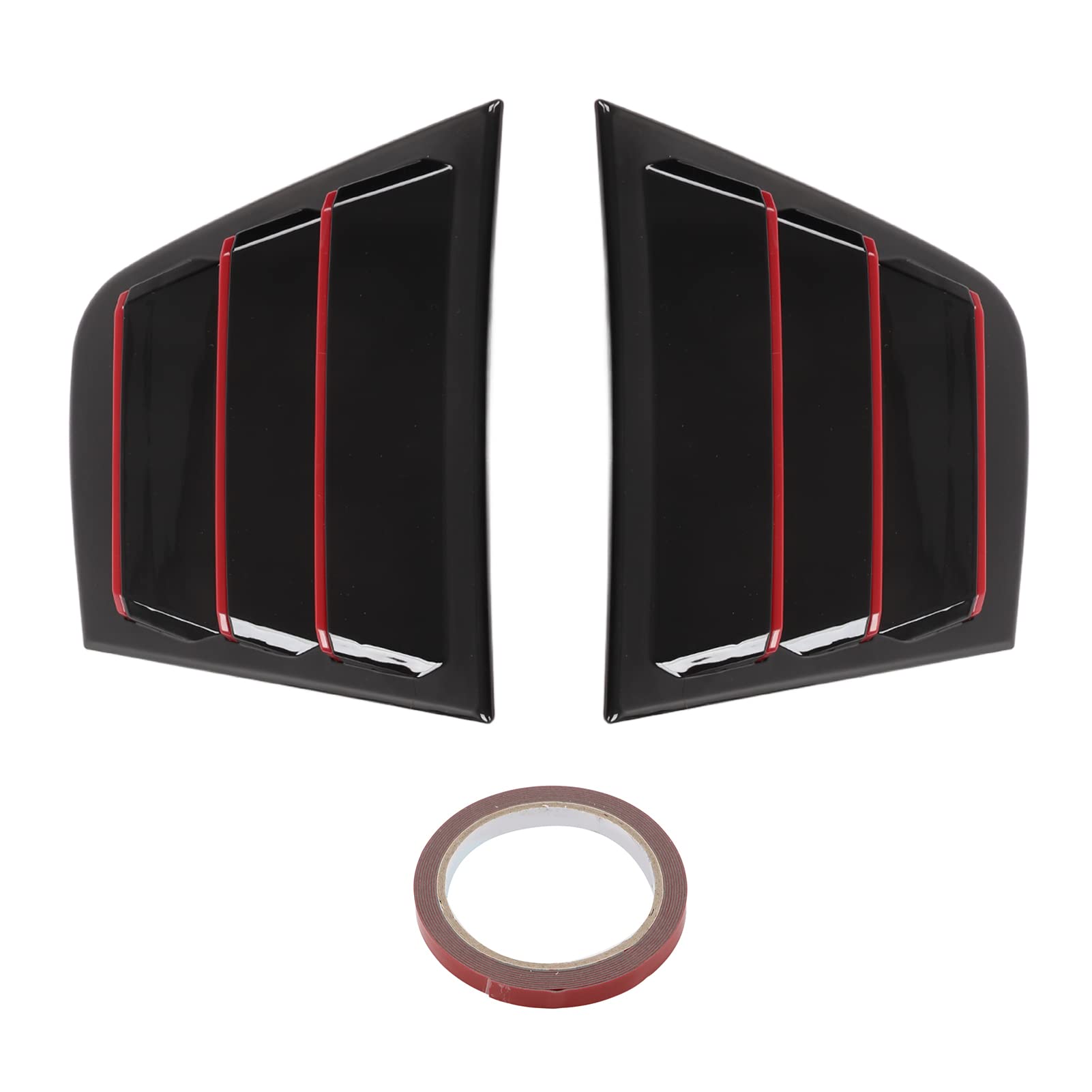 Yctze 2 Stück Seitenschlitz-Fensterabdeckung, ABS-Seitenfenster-Schaufeln-Lamellen mit Klebeband-Ersatz für Dodge Charger 2011-2021 (schwarzglänzend)(Schwarz Rot) von Yctze