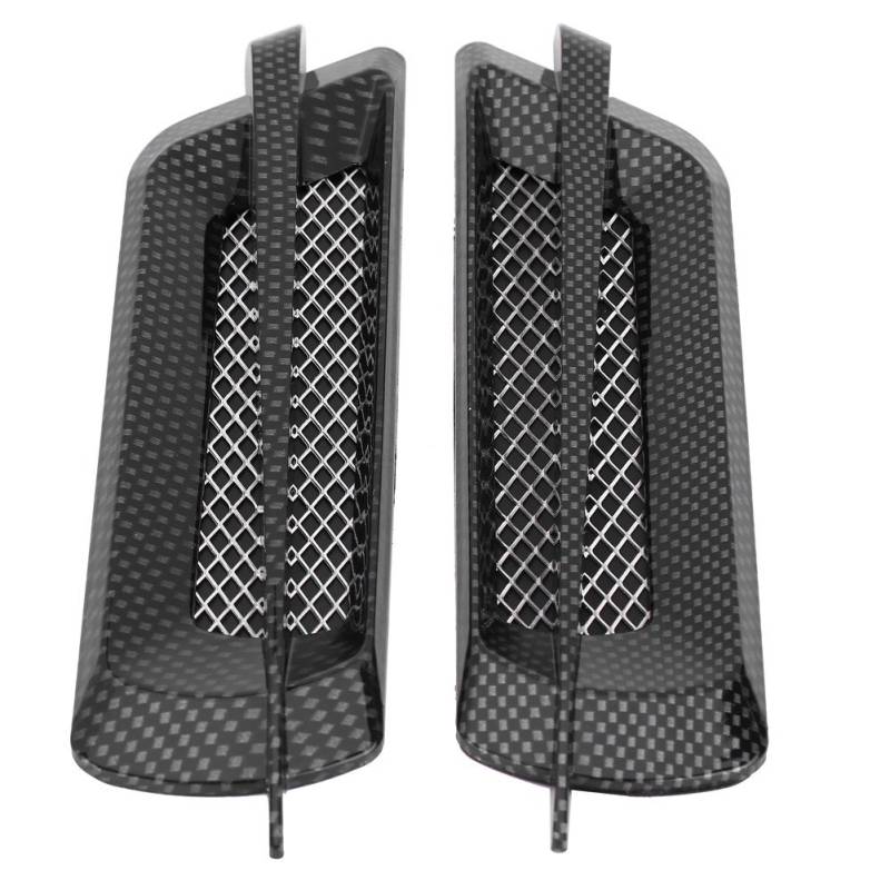 Lufteinlass Motorhaube Klebbar - Car Fender Vents - 2Pcs Car Vent Lochabdeckungen Universal Abs Side Air Flow Ansauggitter Vent Net Cover Dekorativer Aufkleber Accessory(Kohlefaser) von Yctze