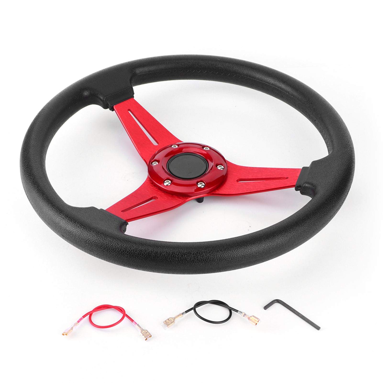 Yctze 350mm/14in Car Steering Wheel,Aluminum Alloy+PU Racing Car Drifting Steering Wheel Replacement Universal Modified Accessory (rot) von Yctze