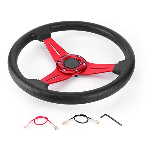 Yctze 350mm/14in Car Steering Wheel,Aluminum Alloy+PU Racing Car Drifting Steering Wheel Replacement Universal Modified Accessory (rot) von Yctze