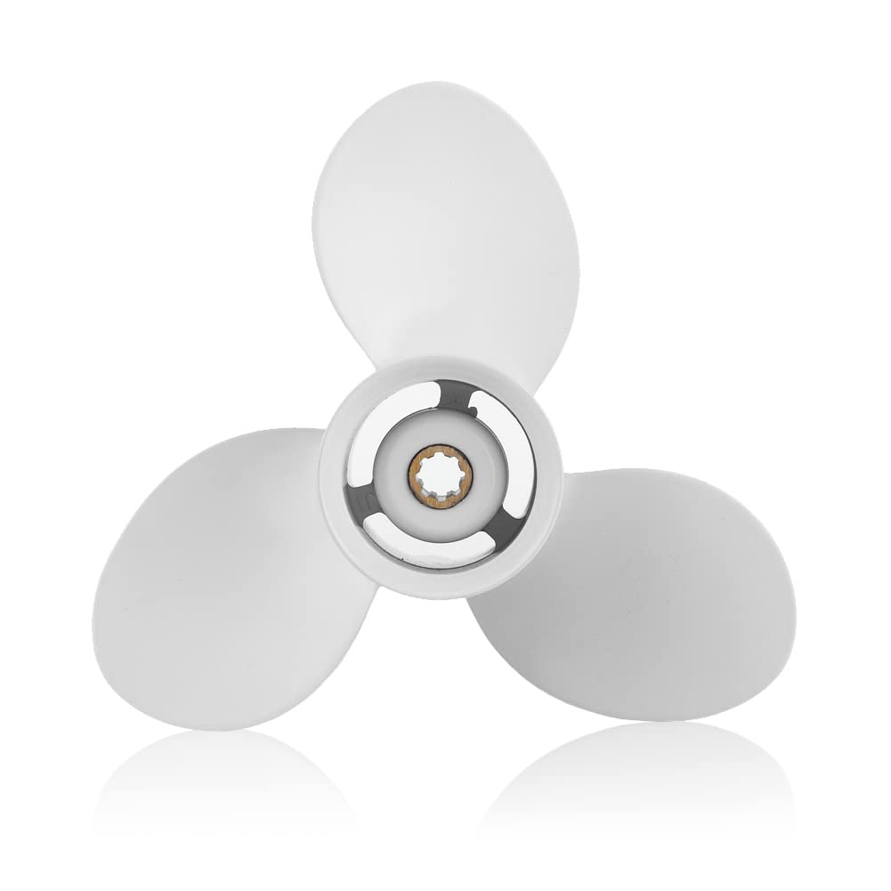 Yctze Außenborder Propeller, Aluminiumlegierung 3-Blatt Propeller mit 8 Zähnen, Hochschub, Passend für Yamaha Außenbordmotor 9.9-15HP, Ersatz-Teilenummer 63V-45947-00-EL und 683-45947-00-EL. Yctze Außenborder Propeller, Aluminiumlegierung 3-Blatt Propeller mit 8 Zähnen, Hochschub, Passend für Yamaha Außenbordmotor 9.9-15HP, Ersatz-Teilenummer 63V-45947-00-EL und 683-45947-00-EL. von Yctze