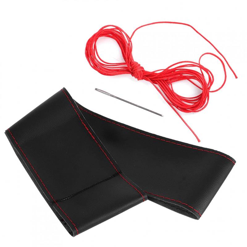 Yctze Lenkungsbezüge Mikrofaser Leder Lenkradbezug Universal DIY Nähen Auto Innen Zubehör 38cm/15in (Schwarz Rot) von Yctze