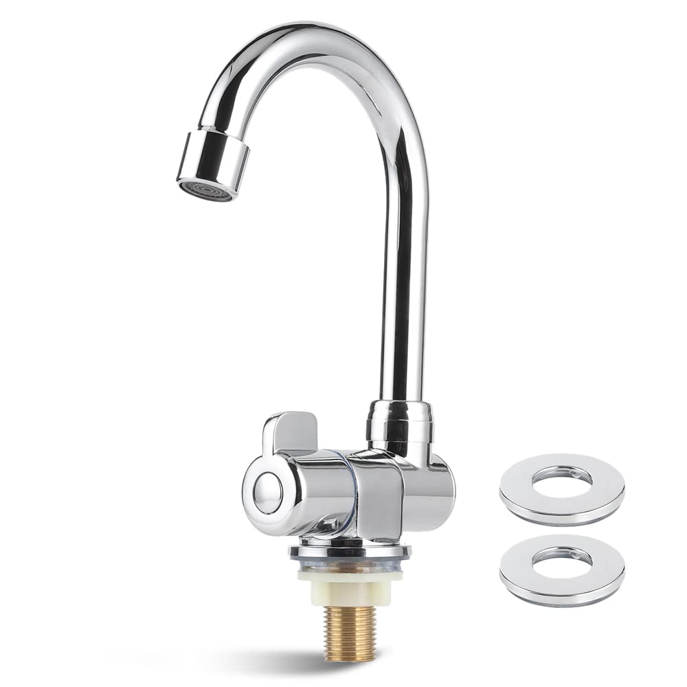 Yctze Küchen-RV-Wasserhahn, Edelstahl, Chrom, Silber, Modern, 360° drehbar, Einloch, Deckenmontage, 1 Loch, Dual Handles, Schwenkarm, Links, Rechts, 495 Gramm, 3 Stück, inkl. Abstandhalter Yctze Küchen-RV-Wasserhahn, Edelstahl, Chrom, Silber, Modern, 360° drehbar, Einloch, Deckenmontage, 1 Loch, Dual Handles, Schwenkarm, Links, Rechts, 495 Gramm, 3 Stück, inkl. Abstandhalter von Yctze