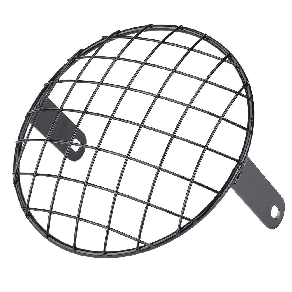 scheinwerfer gitterYctze Motorrad Scheinwerfer Lampenabdeckung 7 Scheinwerfer Mesh Grill Side Mount Universal Abdeckmaske Ersatz für Cafe Racer Passend für Leuchtturmraster 17 cm(Schwarz) von Yctze