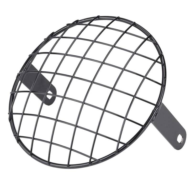 scheinwerfer gitterYctze Motorrad Scheinwerfer Lampenabdeckung 7 Scheinwerfer Mesh Grill Side Mount Universal Abdeckmaske Ersatz für Cafe Racer Passend für Leuchtturmraster 17 cm(Schwarz) von Yctze