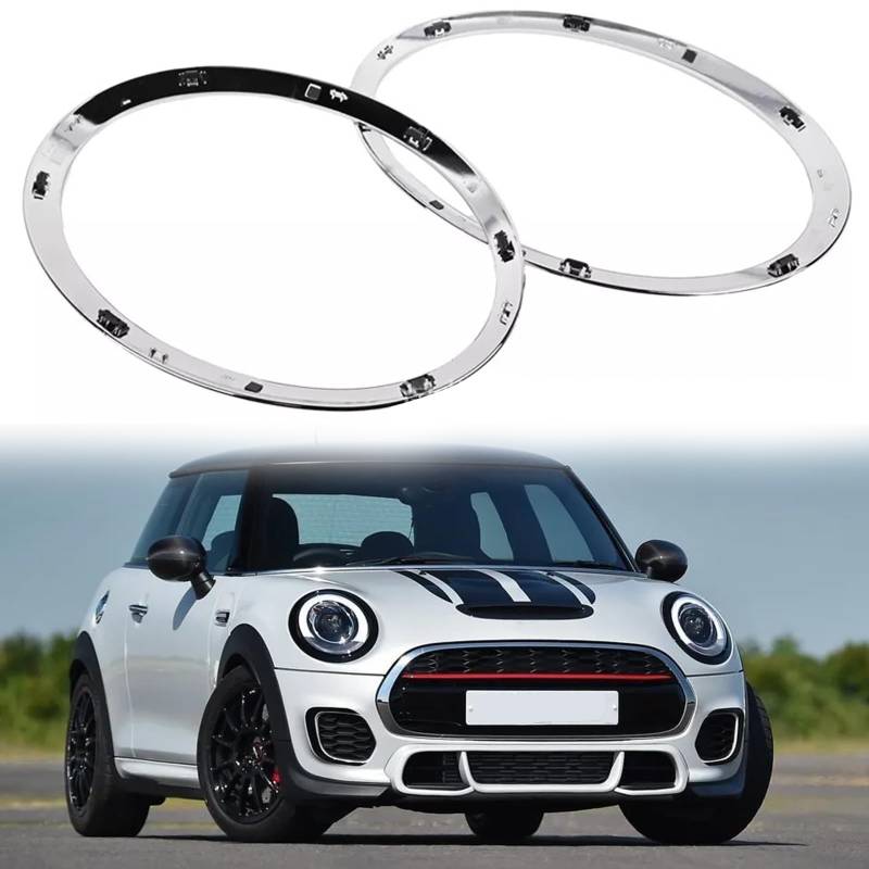 2 Stück Mini Scheinwerfer-Zierring Auto Ersatz kompatibel mit Mini Cooper F55 F56 F57 2014–2021, OEM 51137300631,51137300632,51712355791,51712355798 von Yearninglife