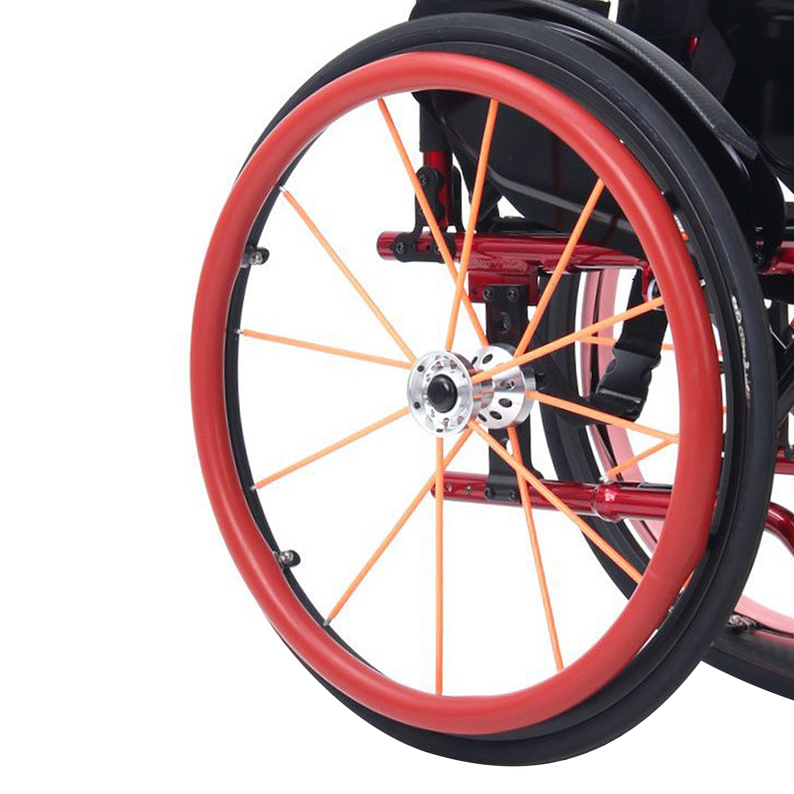 Hinterrad-Sportrollstuhlabdeckung,Silikon-Rollstuhl-Greifreifenabdeckungen, Rollstuhl Hinterradabdeckung, rutschfeste, VerschleißFeste Handschubabdeckung,Verbesserung Von Grip (Rot, 24 Zoll) von Yearninglife