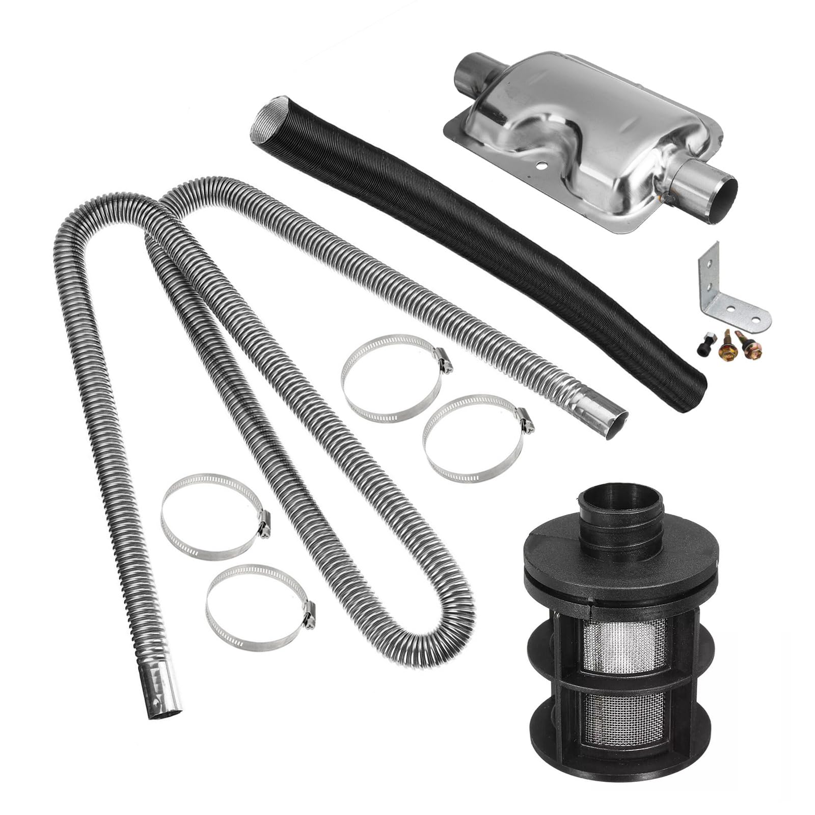 Standheizung Auspuffschalldämpfer Set, Auspuffrohr Und Schalldämpfer Heater Kit Set, 50cm Einlassrohr + 180cm Auspuffrohr,Abgasschlauch Schalldämpfer Set Für Autos Luft Diesel Heizung von Yearninglife