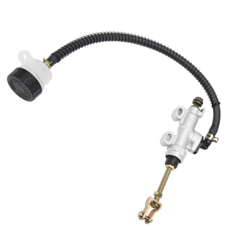 Hydraulischer Hauptzylinder, Aluminiumlegierung Hinterer Fußbremse Pumpe Heckbremsepumpe Reservoir für Motorrad, Schmutzrad, ATV (WHITE) von Yechiry