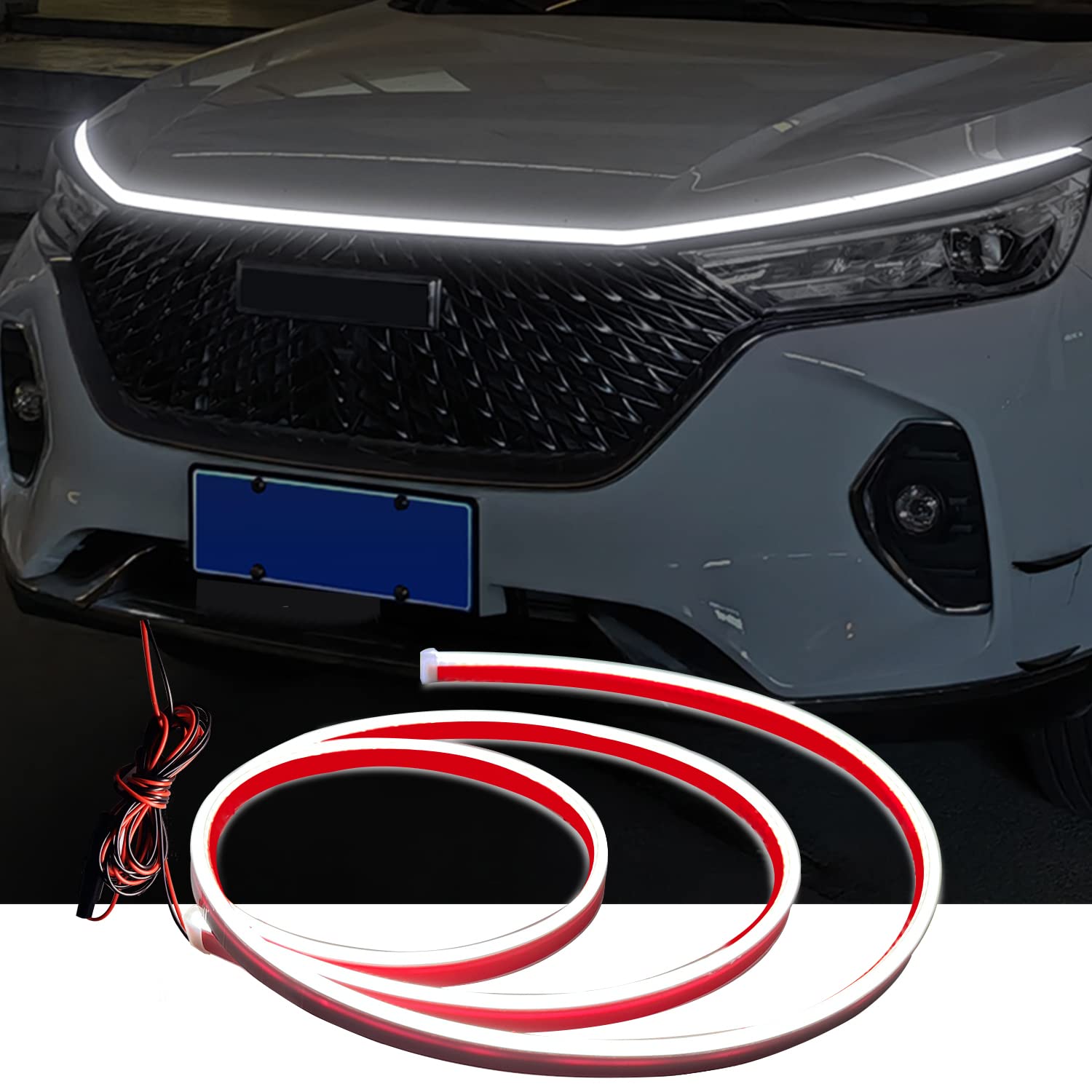 LED für Auto, LED Strip Auto, LED Tagfahrlicht, Yeelan Dynamic Scan Start Up Hoodbeam Kit, Decorative Light Bar, Car Hood Light Strip, Flexible Waterproof Daytime Running Light for Cars (Weiß, 180cm) LED für Auto, LED Strip Auto, LED Tagfahrlicht, Yeelan Dynamic Scan Start Up Hoodbeam Kit, Decorative Light Bar, Car Hood Light Strip, Flexible Waterproof Daytime Running Light for Cars (Weiß, 180cm) von Yeelan