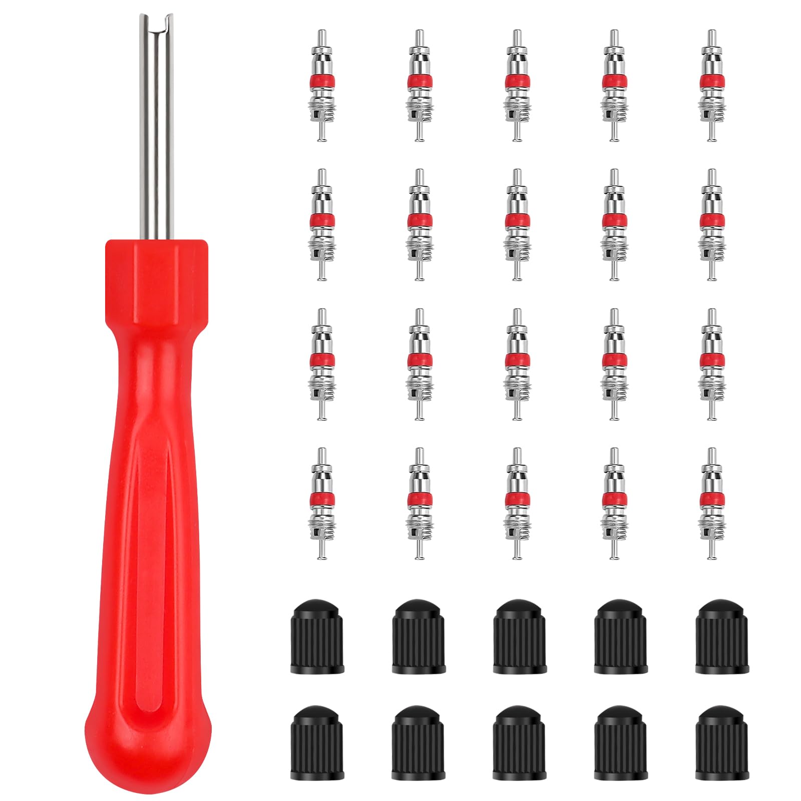 Yeepeo 31 Stück Reifenventil Werkzeug Set, Autoventil Schlüssel Einzelkopf Ventilkern Entferner, 10 × Reifenventilkappen, 20 × Ventilkern, Ventil Reparatur Werkzeuge Yeepeo 31 Stück Reifenventil Werkzeug Set, Autoventil Schlüssel Einzelkopf Ventilkern Entferner, 10 × Reifenventilkappen, 20 × Ventilkern, Ventil Reparatur Werkzeuge von Yeepeo