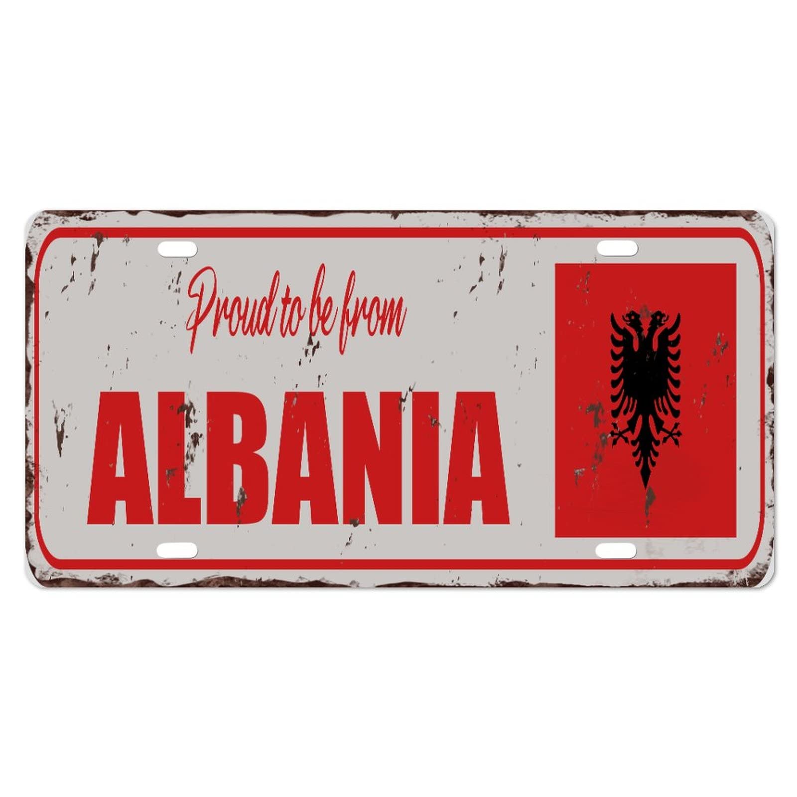 Yelolyio Albanien-Kennzeichen für die Vorderseite des Autos, Größe 15,2 x 30,5 cm, rostfrei, stolz auf Albanien, Metall-Kennzeichen, Albanien, Nationalflagge, Aluminium, Neuheit, Nummernschild, von Yelolyio