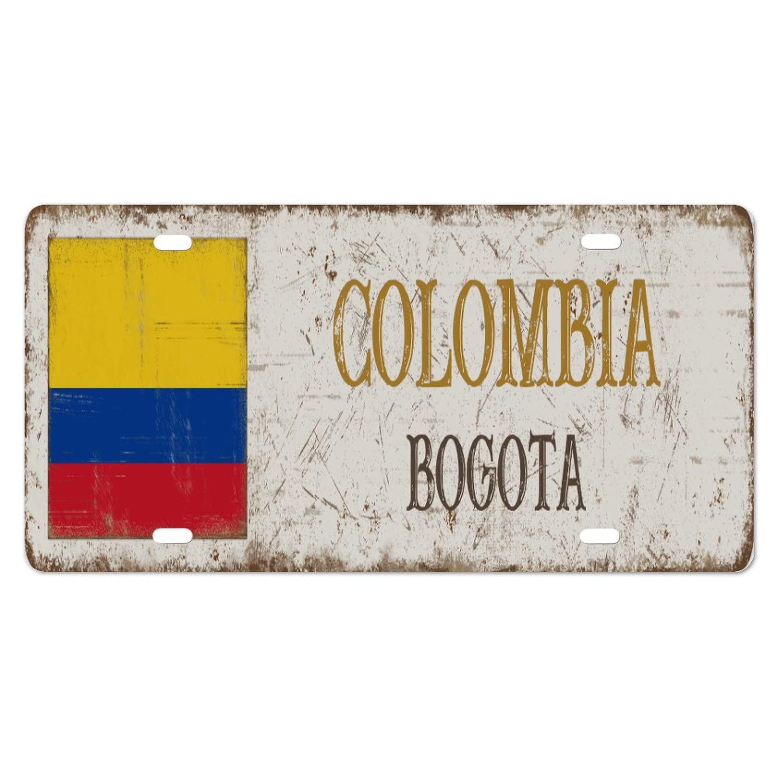 Yelolyio ColombiaLicense Plate for Front of Car Size 6x12 Inch Rust-Free Colombia Bogota Metal License Plate Colombia National Flag Aluminum Novelty License Plate Car Tags Gift for New Car von Yelolyio