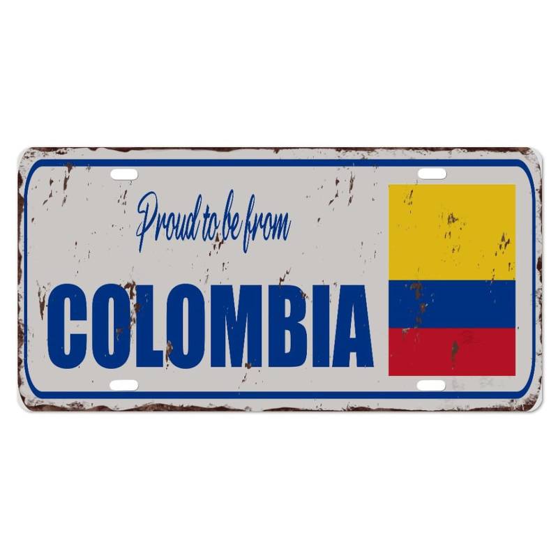 Yelolyio ColombiaLicense Plate for Front of Car Size 6x12 Inch Rust-Free Proud to Be from Colombia Metal License Plate Colombia National Flag Aluminum Novelty License Plate Car Tags Gift for New Car von Yelolyio