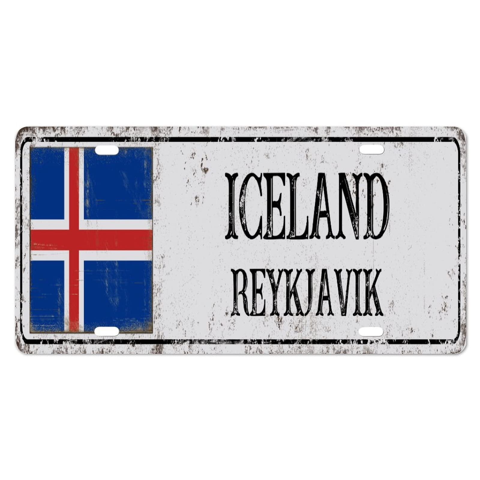Yelolyio Island-Kennzeichen für die Vorderseite des Autos, Größe 15,2 x 30,5 cm, rostfrei, Hauptstadt Reykjavik, Metall-Kennzeichen, isländische Nationalflagge, Aluminium, Neuheit, Nummernschild, von Yelolyio