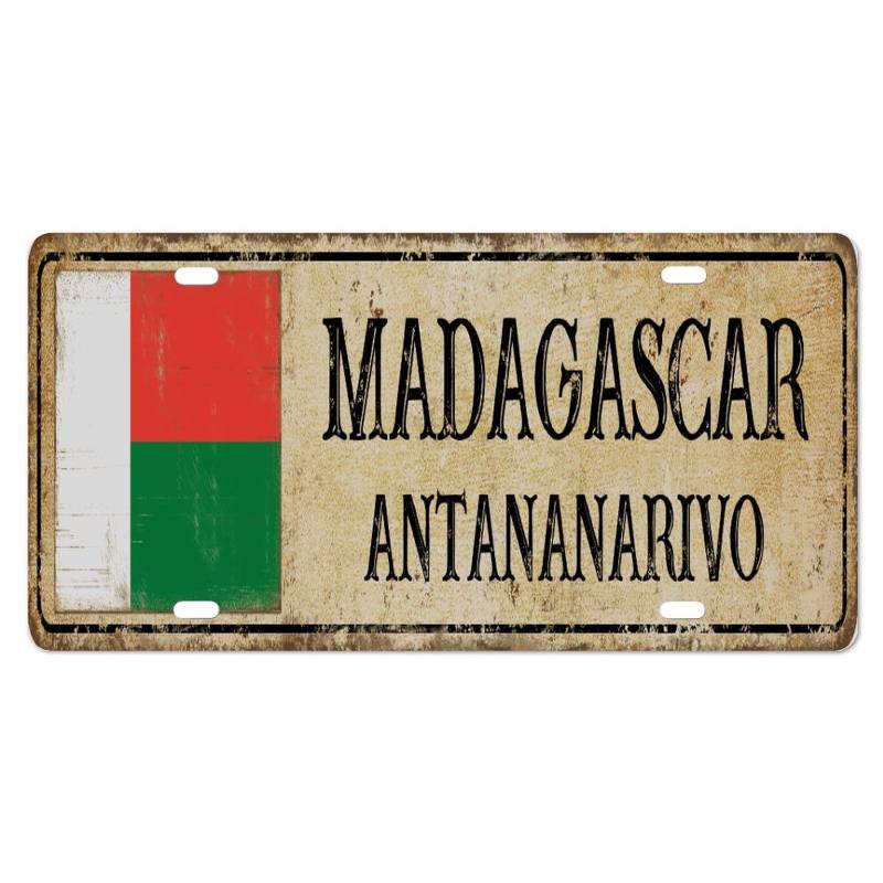 Yelolyio MadagascarLicense Plate for Front of Car Size 6x12 Inch Rust-Free Madagaskar ANTANANARIVO Metal License Plate Madagaskar National Flag Aluminum Novelty License Plate Car Tags Gift for New Car von Yelolyio