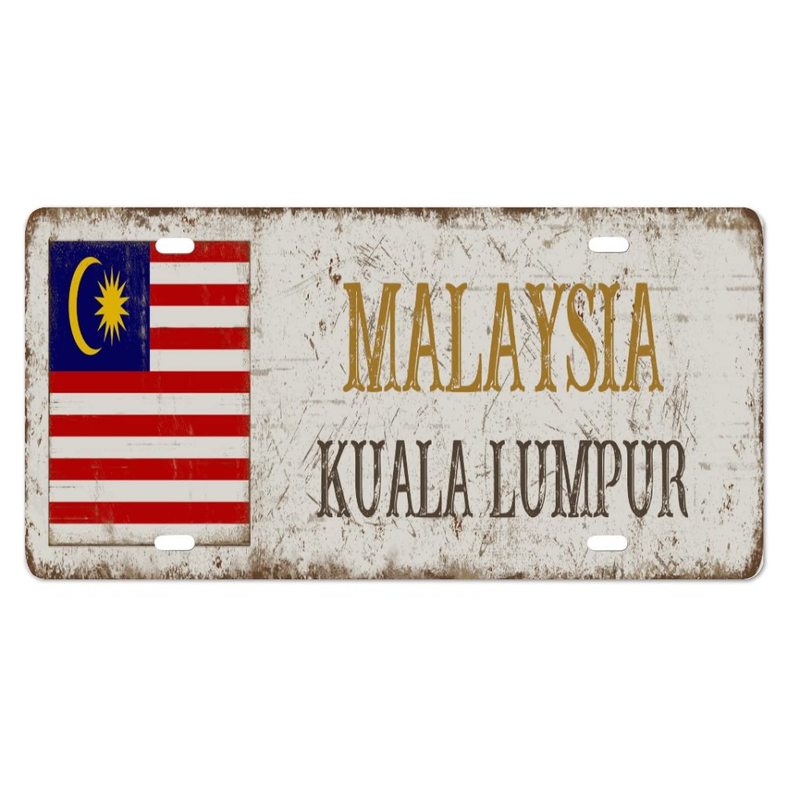 Yelolyio MalaysiaLicense Plate for Front of Car Size 6x12 Inch Rust-Free Malaysia Kuala Lumpur Metal License Plate Malaysia National Flag Aluminum Novelty License Plate Car Tags Gift for New Car von Yelolyio