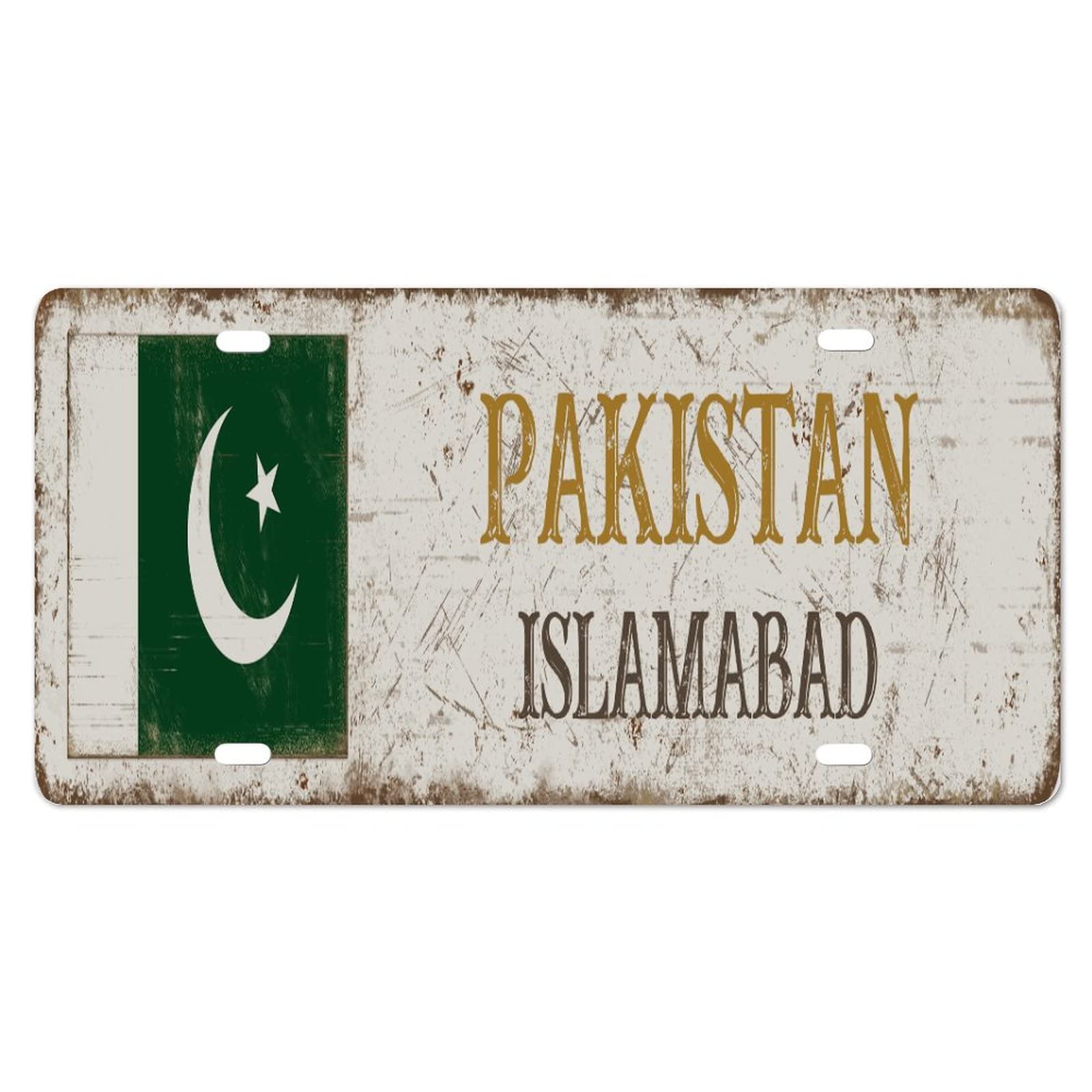 Yelolyio PakistanLicense Plate for Front of Car Size 6x12 Inch Rust-Free Pakistan Islamabad Metal License Plate Pakistan National Flag Aluminum Novelty License Plate Car Tags Gift for New Car von Yelolyio