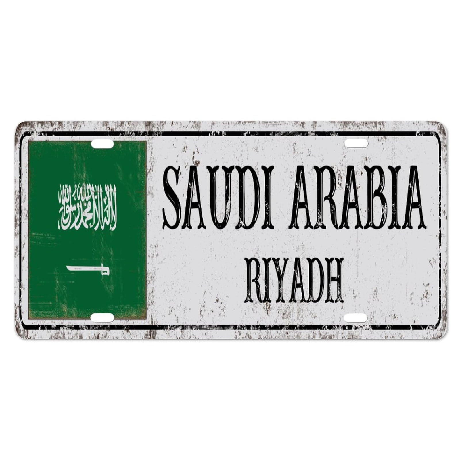 Yelolyio Saudi-Arabien-Kennzeichen für die Vorderseite des Autos, Größe 15,2 x 30,5 cm, rostfrei, Hauptstadt, Riad, Metall-Kennzeichen, Saudi-Arabien, Nationalflagge, Aluminium, Neuheit, von Yelolyio