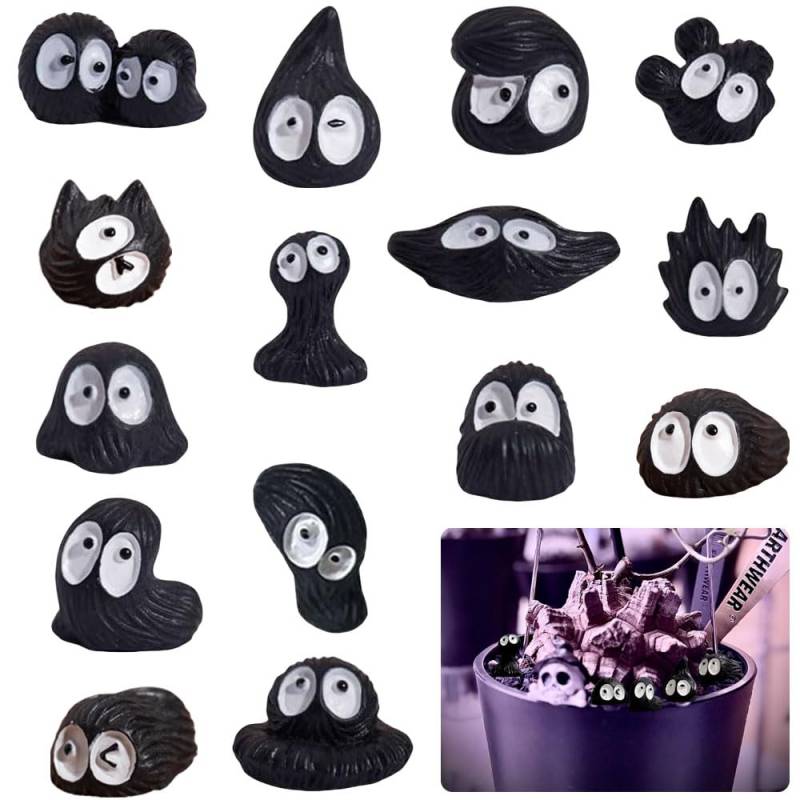 Ygapuzi 21Pcs Nette Ruß Sprites Auto Rückspiegel Zubehör Cartoon Ruß Figuren Dekoration für Autospiegel Armaturenbrett Innenausstattung Auto Ornament Lustige Geschenke für alle Altersgruppen (15PCS) von Ygapuzi