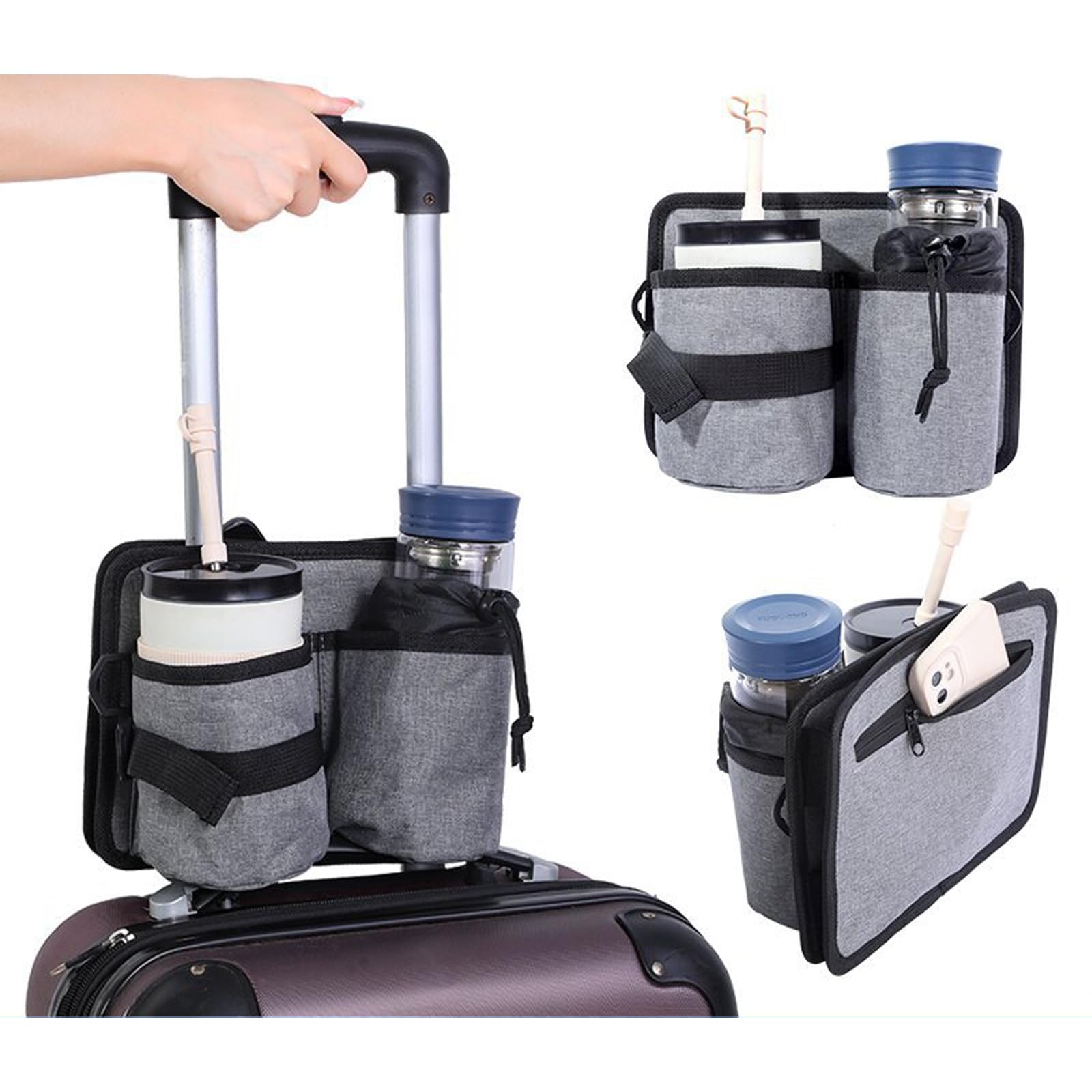 Gepäck Becherhalter, Gepäck Reise Becherhalter, Reise Getränkehalter für Gepäck, Koffer Getränkehalter für 2 Getränke, Kaffeetassen, Tragbarer Gepäck Getränkehalter für die meisten Koffergriffe Gepäck Becherhalter, Gepäck Reise Becherhalter, Reise Getränkehalter für Gepäck, Koffer Getränkehalter für 2 Getränke, Kaffeetassen, Tragbarer Gepäck Getränkehalter für die meisten Koffergriffe von Yhuasia