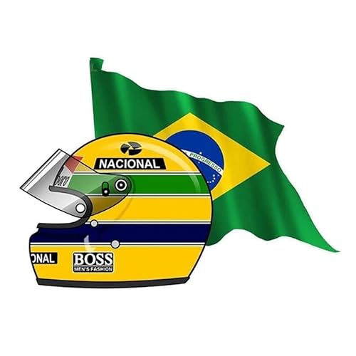 Yidax autoaufkleber S50103# 13/15/17 cm Persönlichkeit PVC Aufkleber Ayrton Senna Flag BRASILIEN Auto Aufkleber auf Motorrad Laptop Dekoratives Zubehör von Yidax
