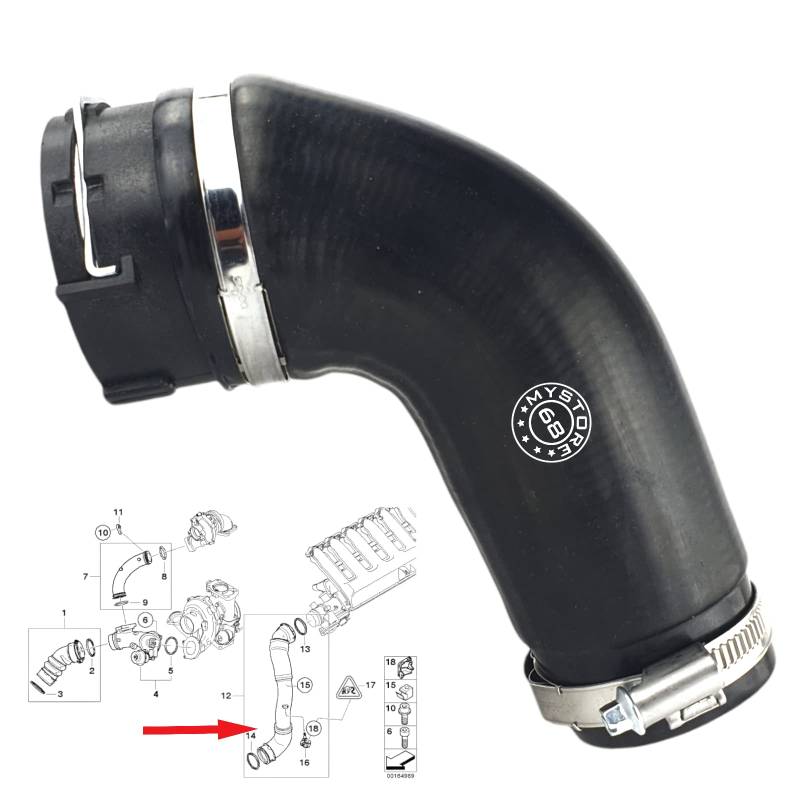 Turboschlauch Ladeluftschlauch Kompatibel mit B M W 5er E60 E61 535d 6er E63 E64 635d 286PS 11617796294 von Yildiz