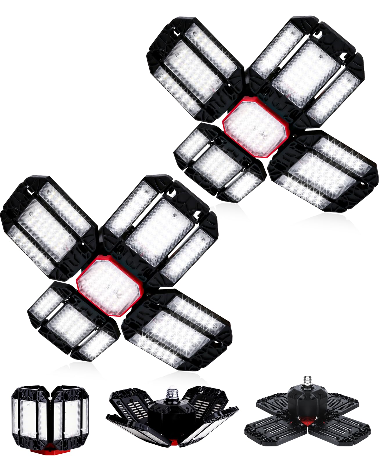 Yiliaw LED Garagenleuchte 2er-Set, 200W 20.000LM, 12 verstellbare Panels, 6500K Tageslicht, Deformierbare Deckenleuchte, Schraubfassung für Garage, Werkstatt und Lager Yiliaw LED Garagenleuchte 2er-Set, 200W 20.000LM, 12 verstellbare Panels, 6500K Tageslicht, Deformierbare Deckenleuchte, Schraubfassung für Garage, Werkstatt und Lager von Yiliaw