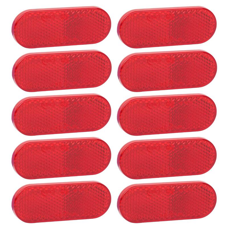 Yinaolan 10 x Anhänger Reflektoren Rot Oval Rückstrahler Selbstklebend Katzenauge Reflektor für Torpfosten Zäune LKW RV Anhänger Wohnwagen Traktor von Yinaolan