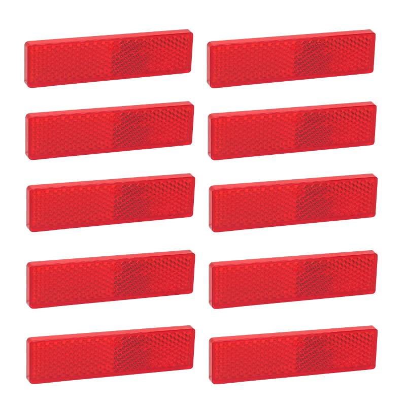 Yinaolan 10 x Anhänger Reflektoren Rot Rechteckig Rückstrahler Selbstklebend Katzenauge Reflektor für Torpfosten Zäune LKW RV Anhänger Wohnwagen Traktor von Yinaolan