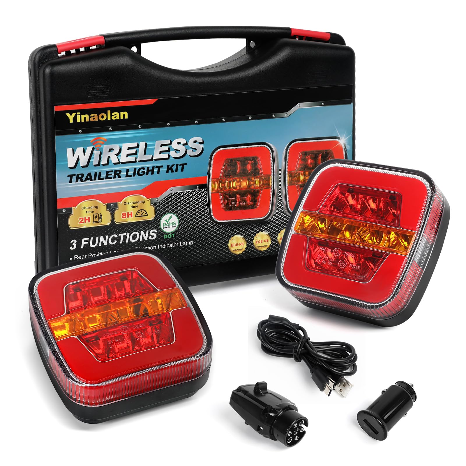 Yinaolan Kabelloses Beleuchtungs LED Set, magnetische Anhänger Rücklichter kabellos 12/24V LKW-Heck, ECE-EMV-geprüft für Anhänger, LKW, Wohnwagen oder LKW Yinaolan Kabelloses Beleuchtungs LED Set, magnetische Anhänger Rücklichter kabellos 12/24V LKW-Heck, ECE-EMV-geprüft für Anhänger, LKW, Wohnwagen oder LKW von Yinaolan
