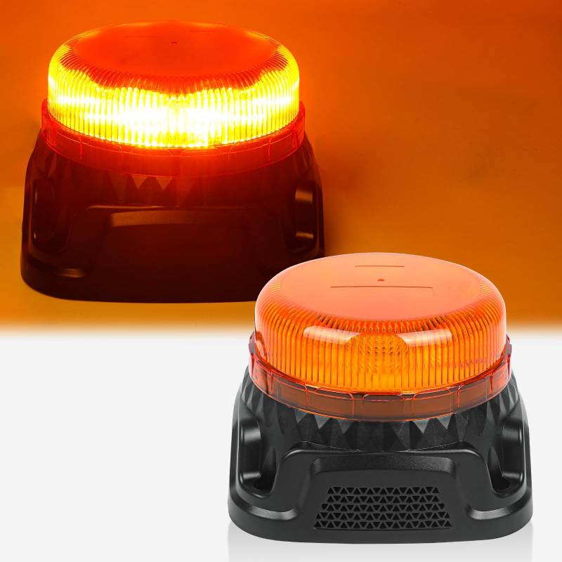 Yinaolan LED-Warnleuchte Bernstein, 10 LEDs Blitzlampe 12/24 V 9 Blinkmuster mit integriertem Rückfahrwarnton, für landwirtschaftliche Maschinen, Nutzfahrzeuge, Schulbusse, Traktorbagger, LKW von Yinaolan