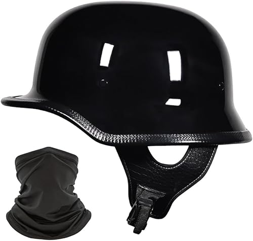 Deutscher Stil Halbschale Helm Retro Halbgesicht Motorradhelm Jethelme ECE-Zertifizierung Halbhelm Männern und Frauen Open Face Helm für Scooter Moped Cruiser Motorrad von Yirunfa