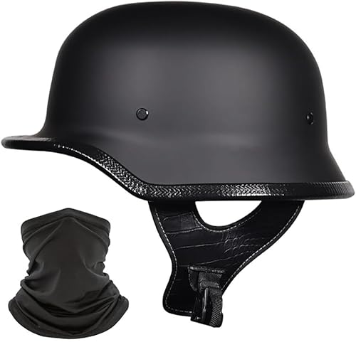 Deutscher Stil Halbschale Helm Retro Halbgesicht Motorradhelm Jethelme ECE-Zertifizierung Halbhelm Männern und Frauen Open Face Helm für Scooter Moped Cruiser Motorrad von Yirunfa