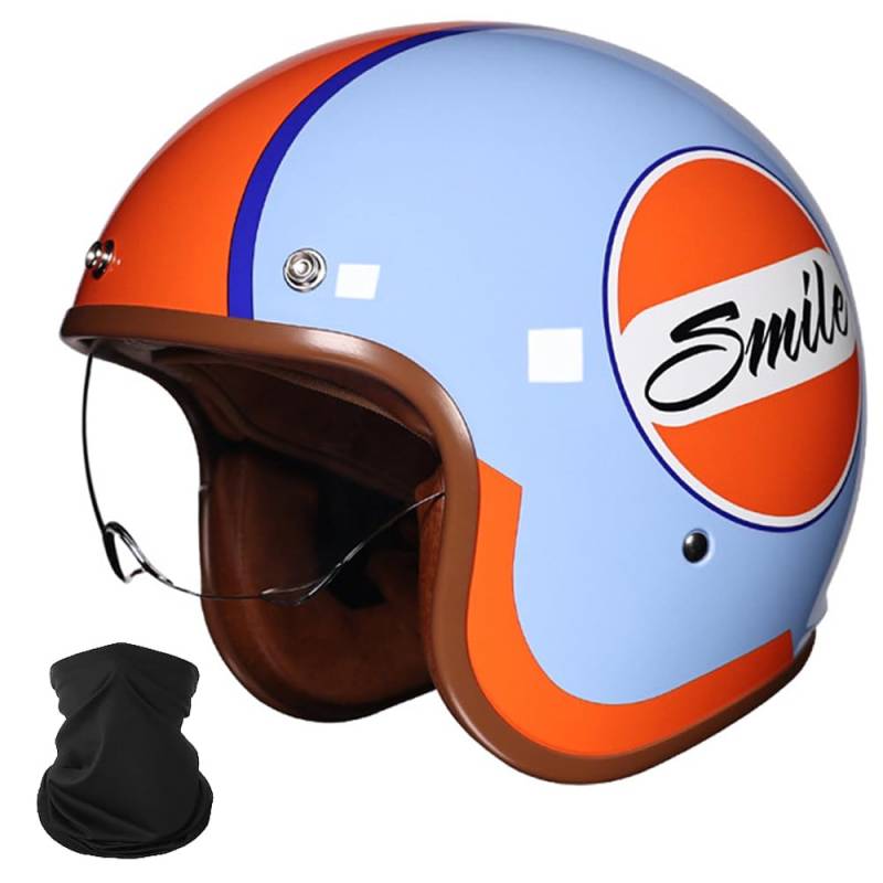 Retro-Jet-Helm 3/4-Helm, Cruiser Chopper Roller Moped-Helm, Retro-Halbschalenhelm ECE-Zertifiziert, Moped Scooter Offenem Helm, Halbschale Jethelm, für Herren und Damen, M~XXL von Yirunfa